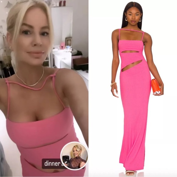 Camila Coelho Knit Cutout Detail Strappy Hayley Maxi Dress barbie pink bodycon - Picture 8 of 8
